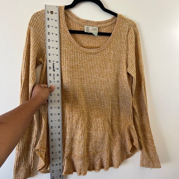 Anthropologie Saturday Sunday Wendy Ruffle Waffle Knit Thermal Top Womens XS - Picture 8 of 10